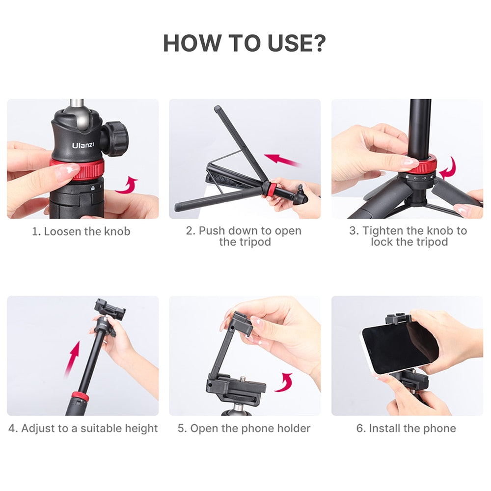 Portable Selfie Stick Rotatable Ball Head Tri-Pod