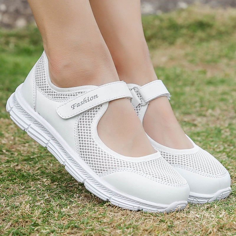Women Breathable Slip on White Shoes