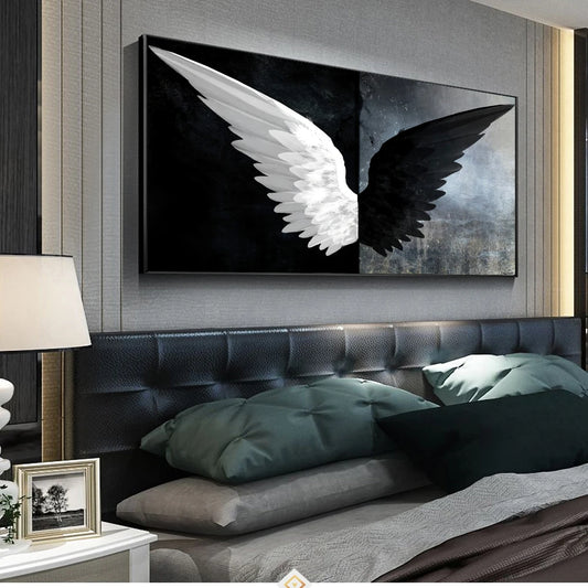 Black And White Angel Wings Poster Canvas