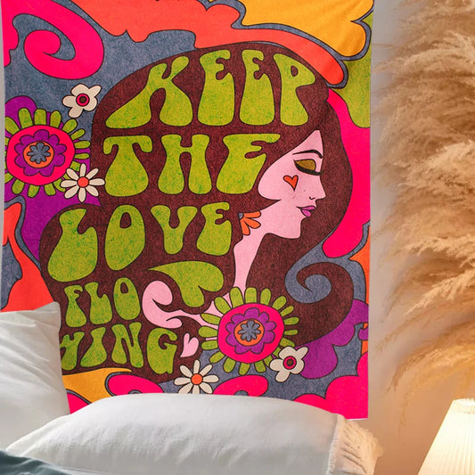 80's Rainbow Hippie Vintage Wall Tapestry Bedroom Decor