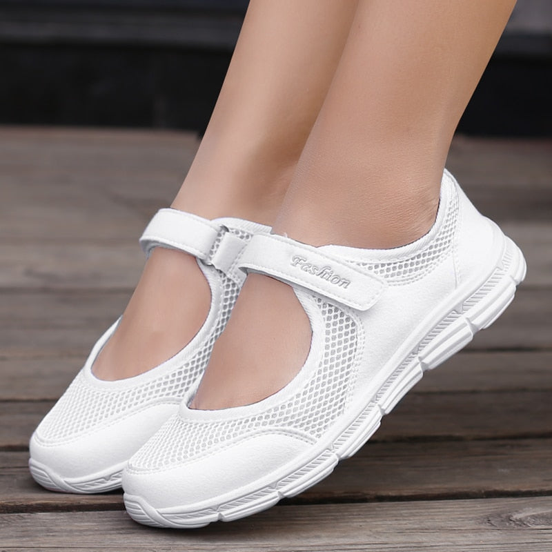 Women Breathable Slip on White Shoes