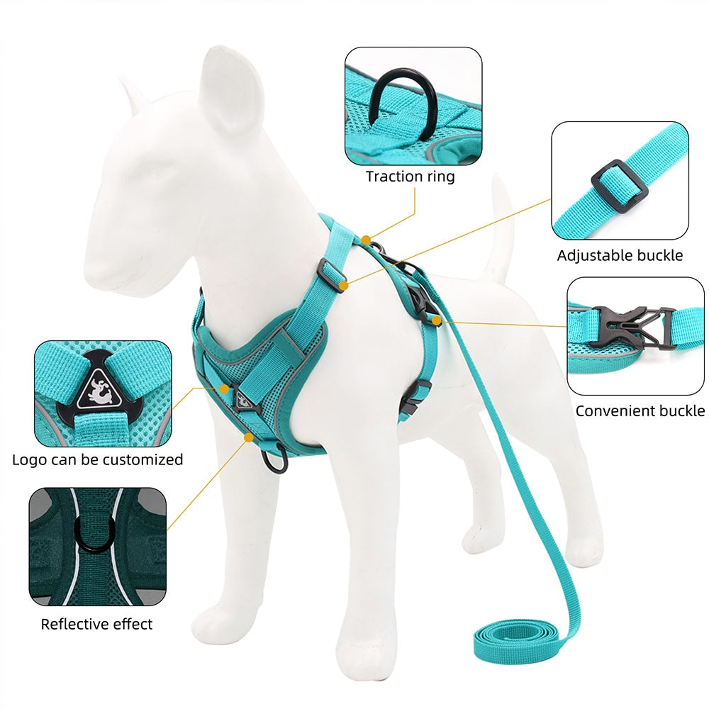 Dog Harness with 1.5m Traction Leash Set