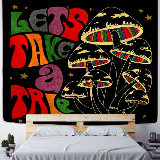Psychedelic Mushroom Aesthetic Tapestry Bedroom Decor