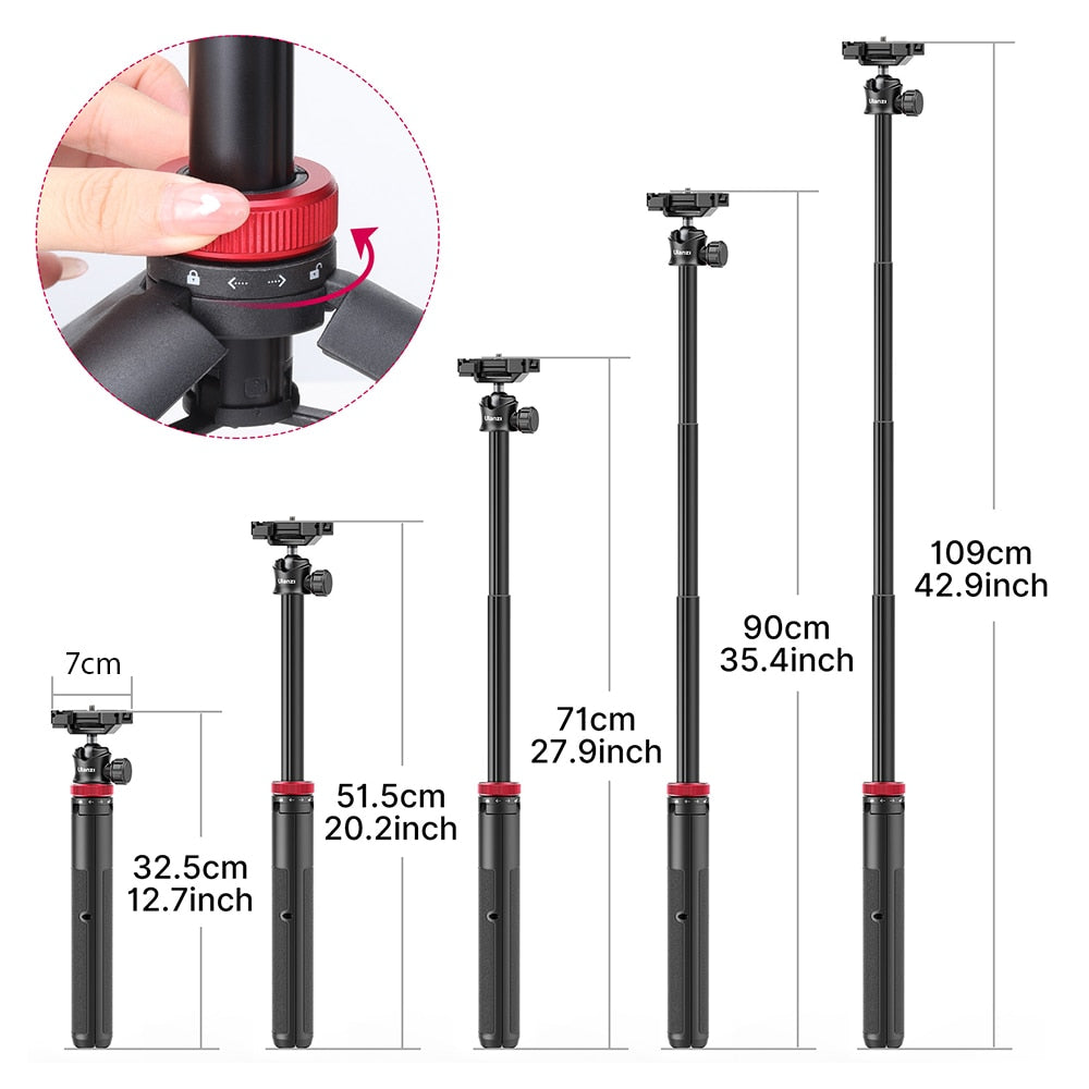 Portable Selfie Stick Rotatable Ball Head Tri-Pod