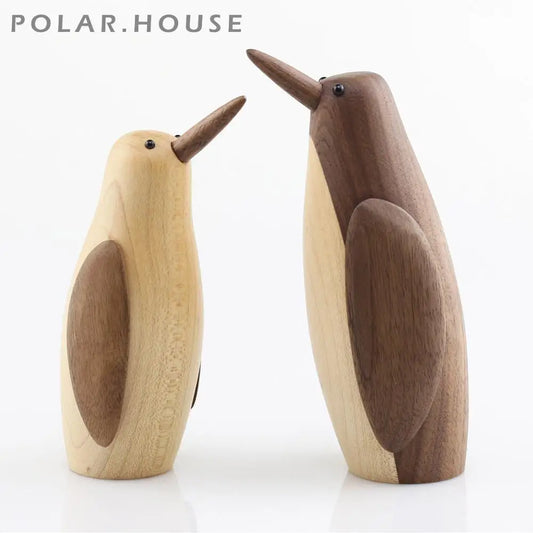 Wooden Penguin Sculpture For Home Decoration