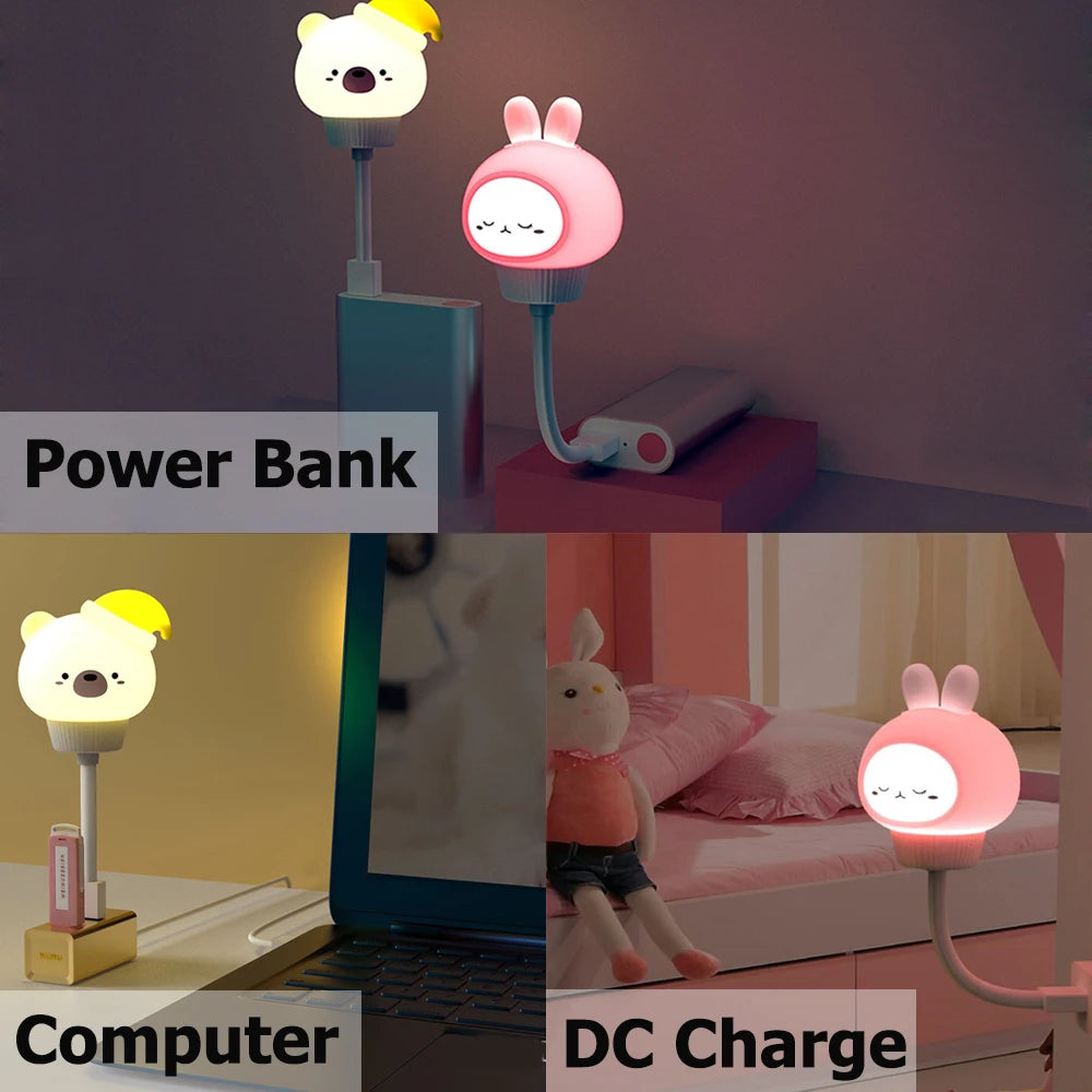 Usb Children Rabbit Night Light Bedroom Decor