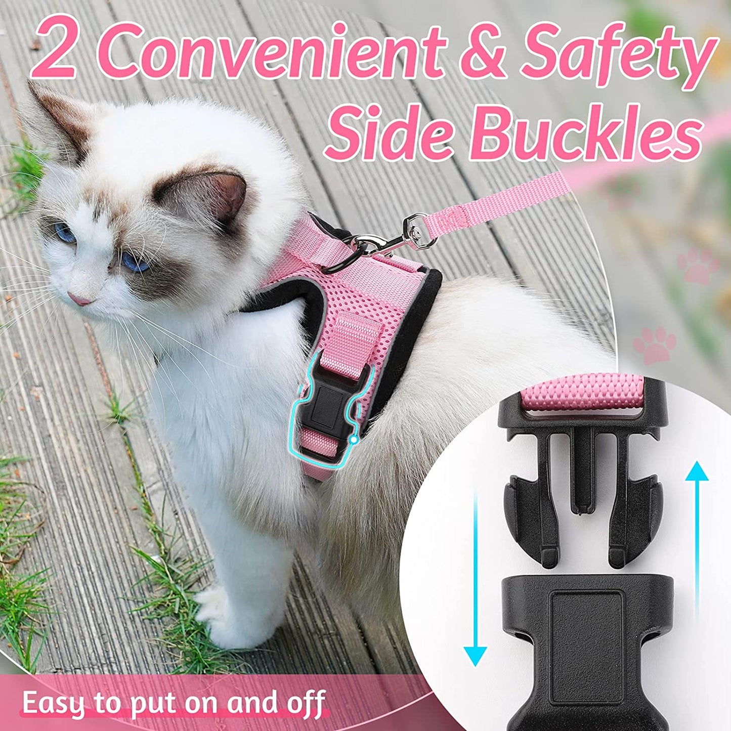 Soft Mesh Small Cat Harness and Leash Set