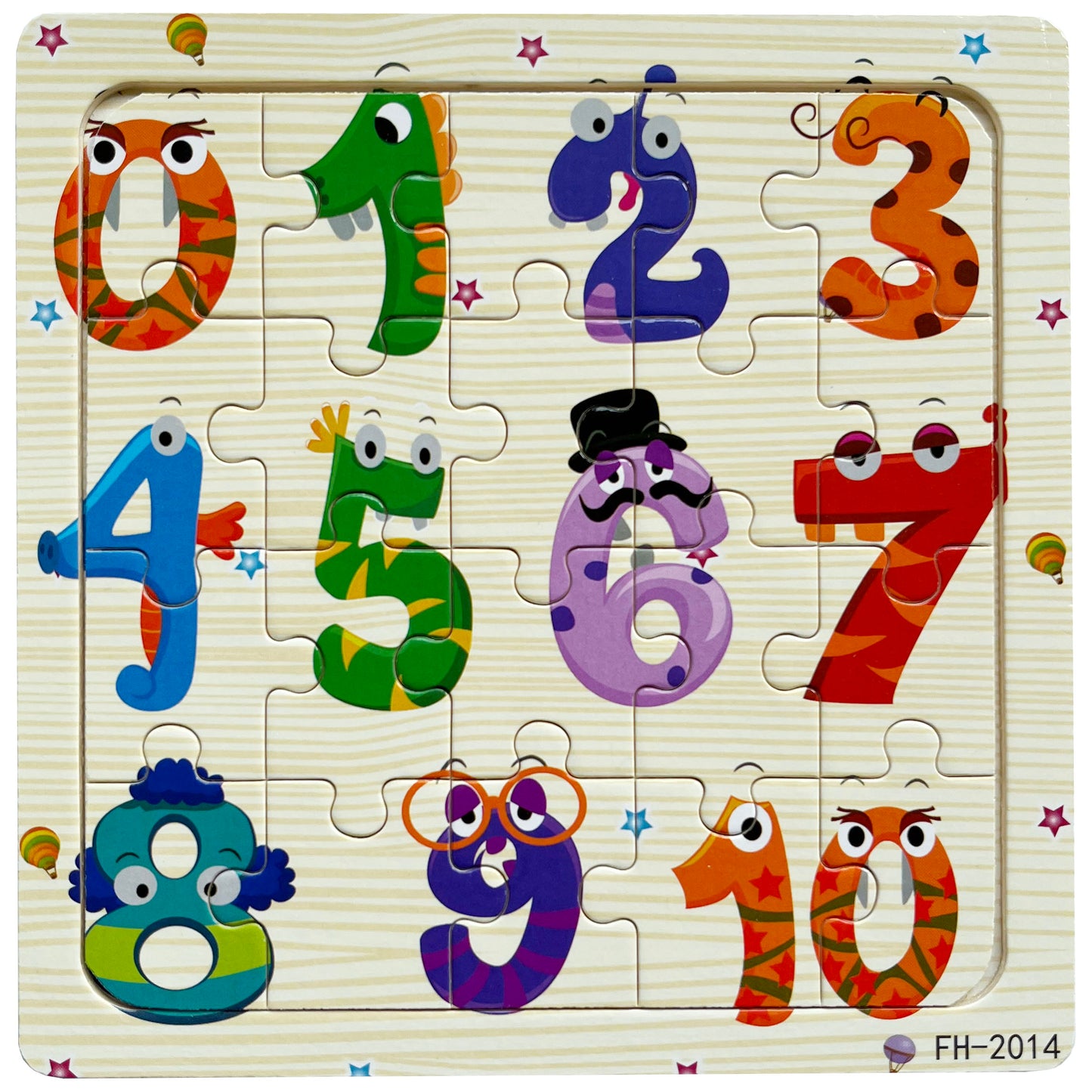 20piece Cartoon Animals Car Letter Number Pattern Wooden Puzzle