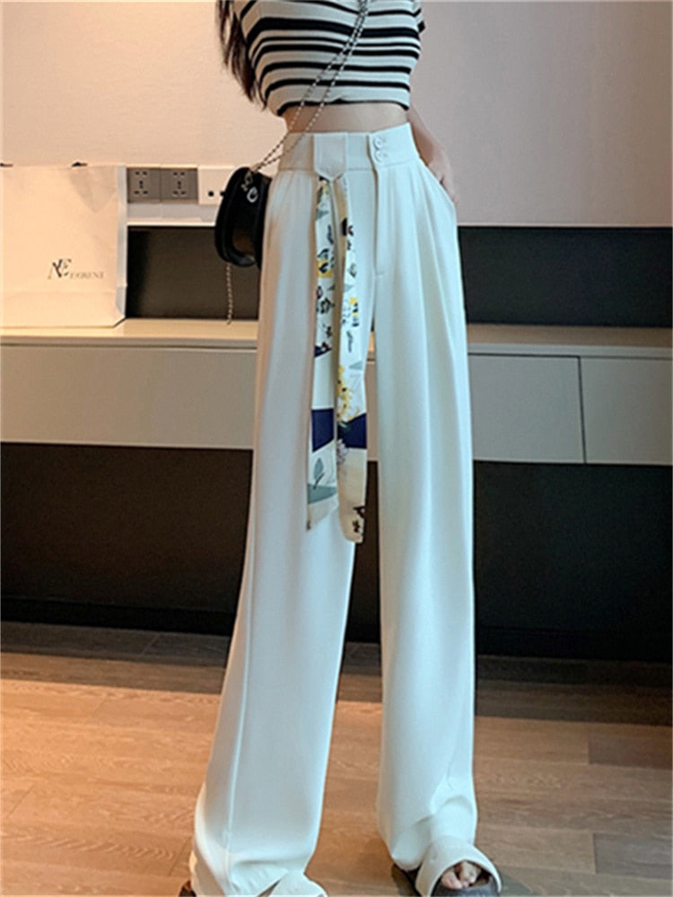 White High Waisted Pants for Women
