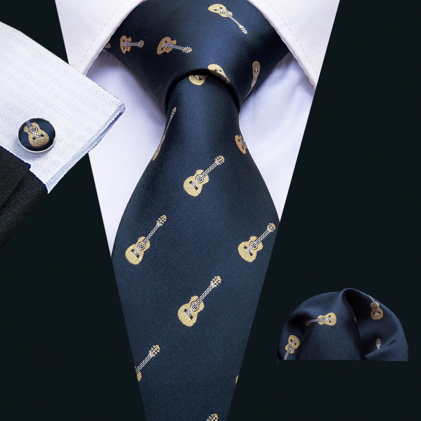 Gold Navy Striped Necktie For Men