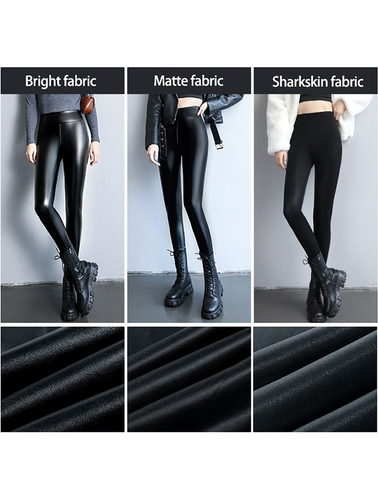 High Waist Faux Leather Pants for Women