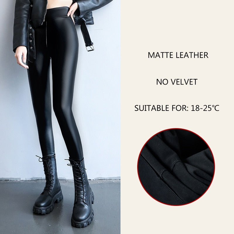 High Waist Faux Leather Pants for Women