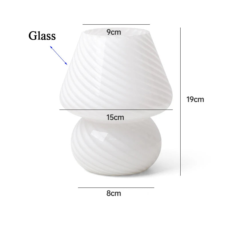USB Glass Mushroom Table Lamp