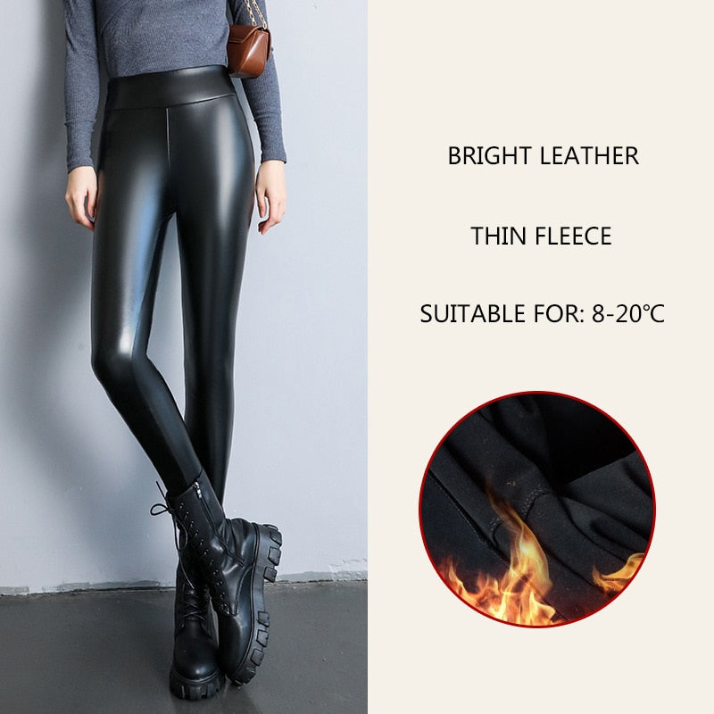 High Waist Faux Leather Pants for Women