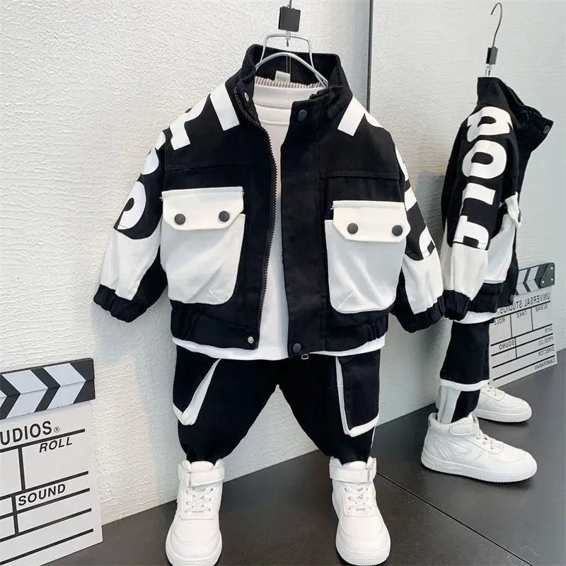 Spring and Autumn Children's Clothing Set New Boys' Denim Coat Pants 2 Piece Set Fashionable Baby Casual Sportswear 2-7Y