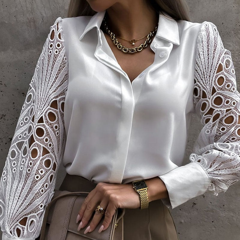 White Sexy Lace Hollow Out Women Top