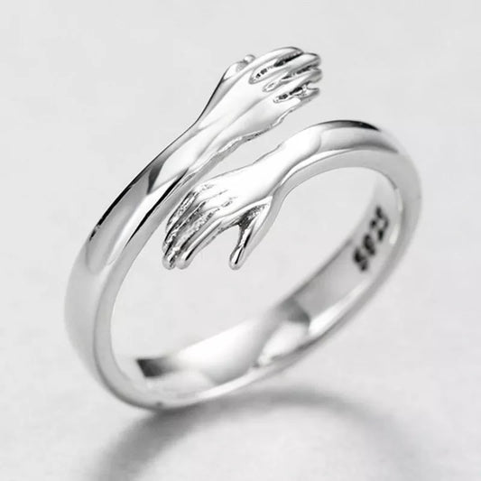 Women's Sterling Sliver Hug Couple Ring