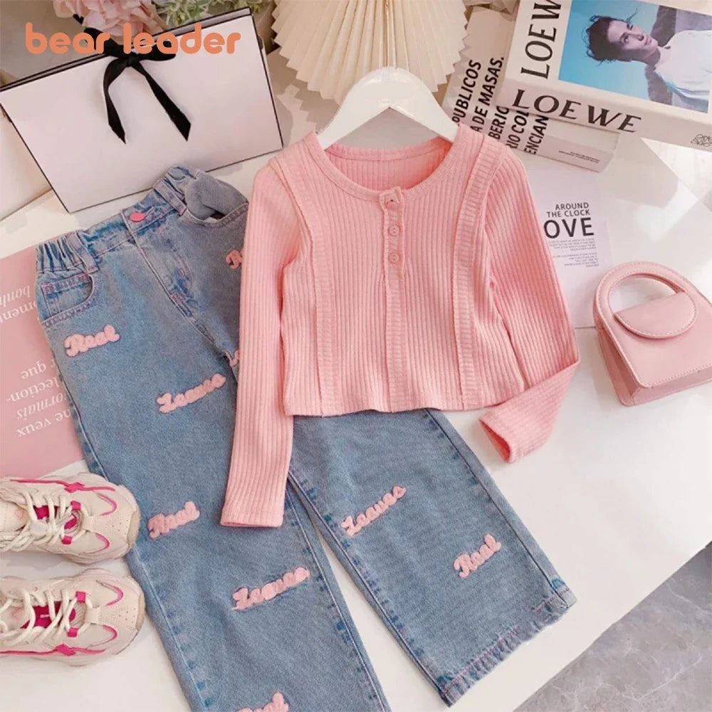 Girls Two Piece Knitted Top Set