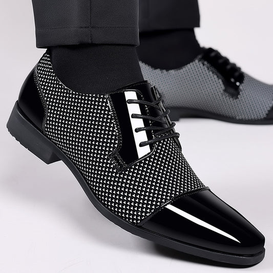 Men Oxfords Patent Leather Shoes Lace