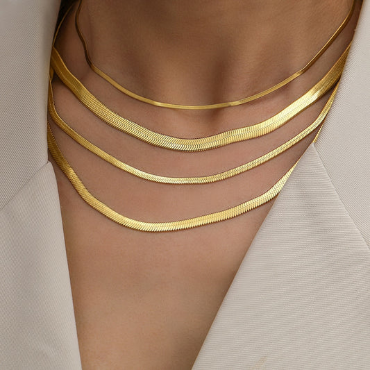 Waterproof Filmy Snake Chain Herringbone Choker Necklace