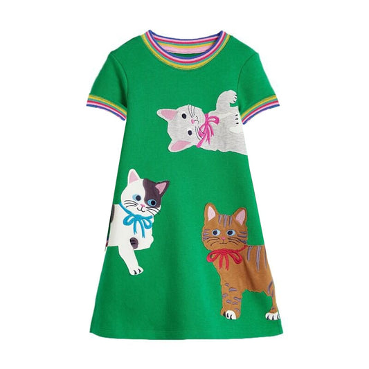 Cats Embroidery Summer Short Sleeve Baby Clothes